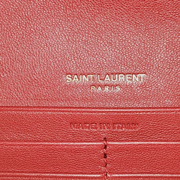 Saint Laurent Red Quilted Leather Shoulder Bag with Gold YSL Logo - Picture 4 of 11